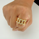 18K Gold Diamond Cuban Link Ring 2.0 - Drip Culture Jewelry
