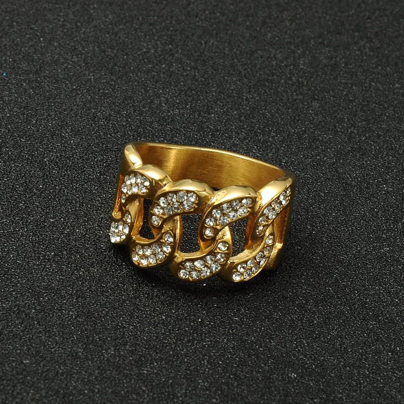 18K Gold Diamond Cuban Link Ring 2.0 - Drip Culture Jewelry