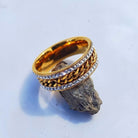 18K Gold Diamond Cuban Link Ring - Drip Culture Jewelry