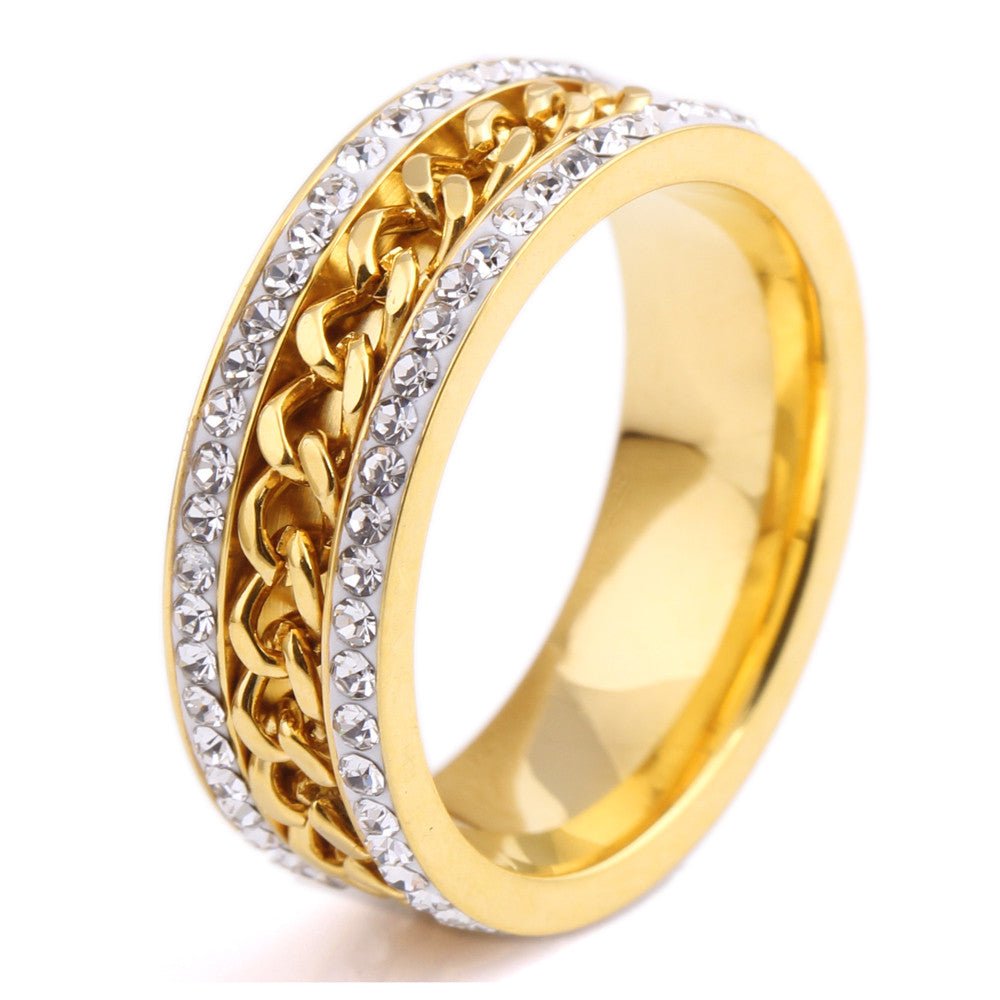 18K Gold Diamond Cuban Link Ring - Drip Culture Jewelry