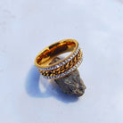 18K Gold Diamond Cuban Link Ring - Drip Culture Jewelry