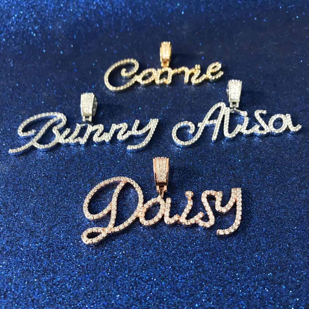 18K Gold Diamond Custom Cursive Letter Pendant - Drip Culture Jewelry