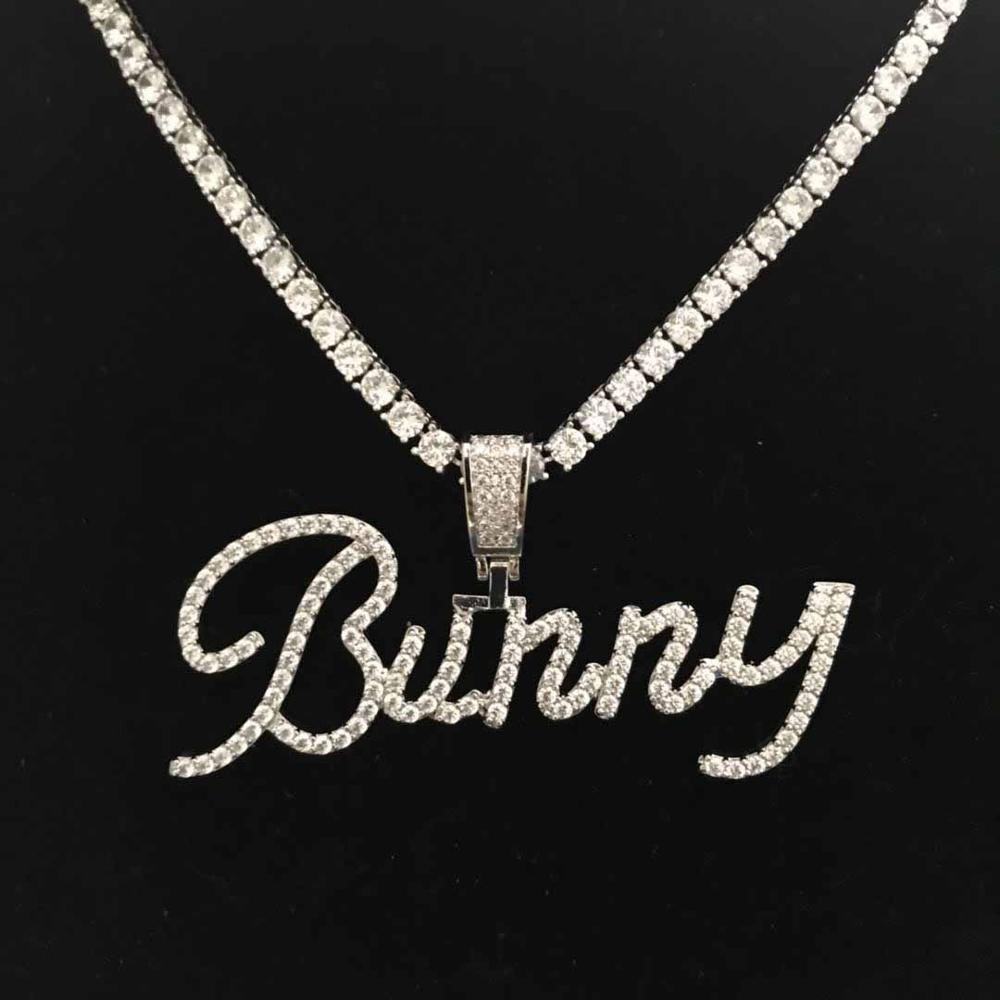 18K Gold Diamond Custom Cursive Letter Pendant - Drip Culture Jewelry