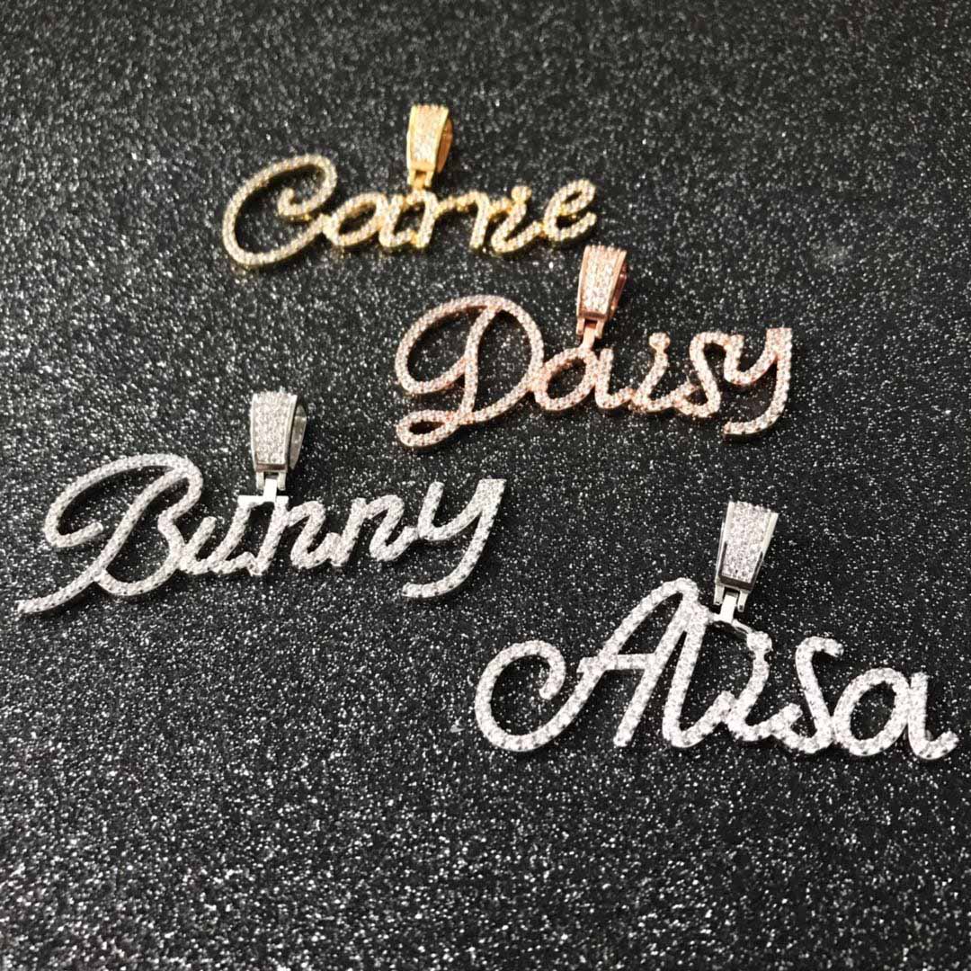 18K Gold Diamond Custom Cursive Letter Pendant - Drip Culture Jewelry