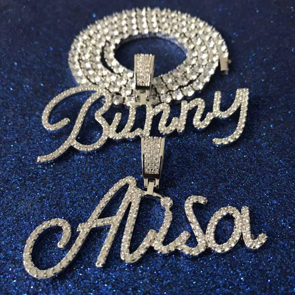 18K Gold Diamond Custom Cursive Letter Pendant - Drip Culture Jewelry