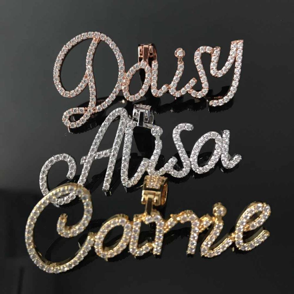 18K Gold Diamond Custom Cursive Letter Pendant - Drip Culture Jewelry
