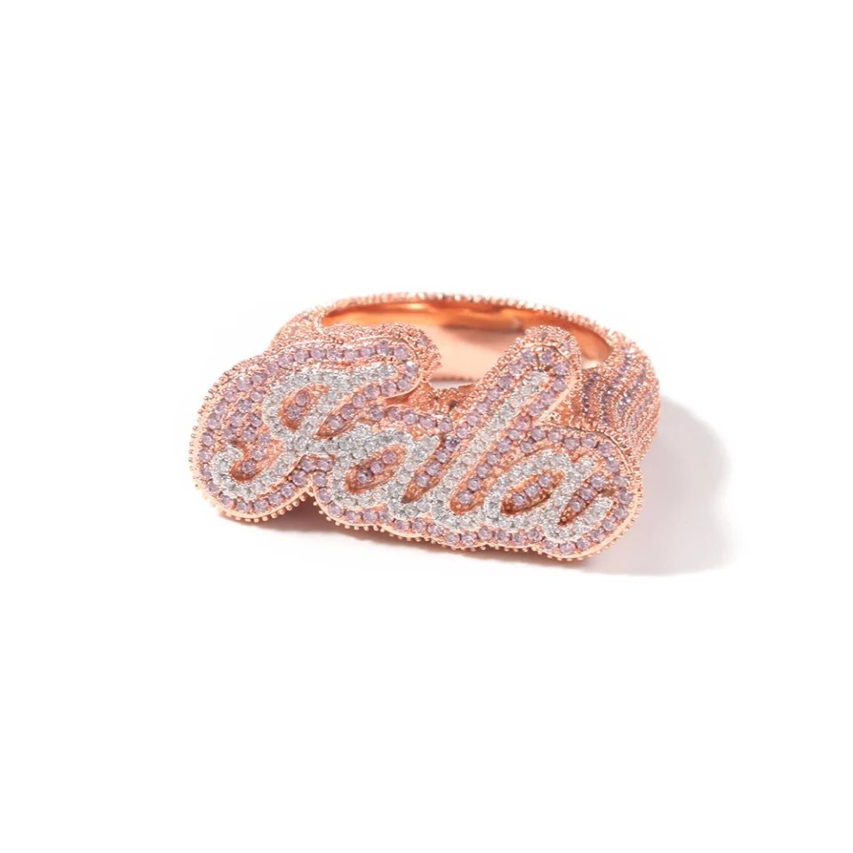18k Gold Diamond Custom Name Ring - Drip Culture Jewelry