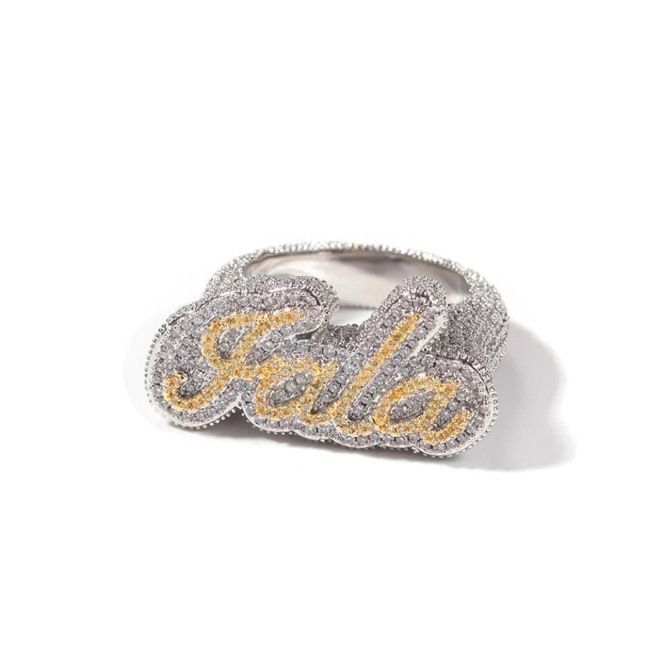 18k Gold Diamond Custom Name Ring - Drip Culture Jewelry