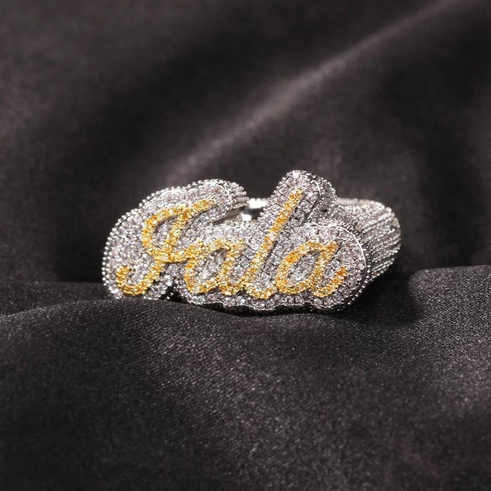 18k Gold Diamond Custom Name Ring - Drip Culture Jewelry