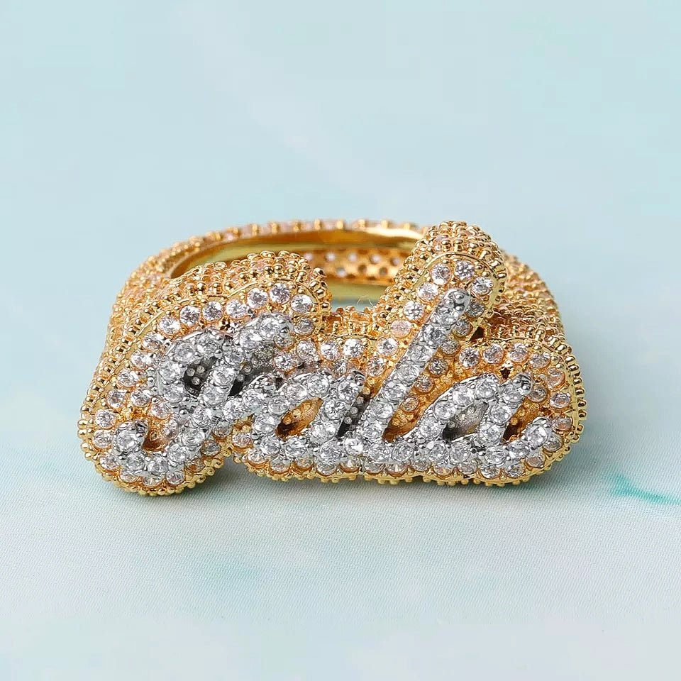 18k Gold Diamond Custom Name Ring - Drip Culture Jewelry