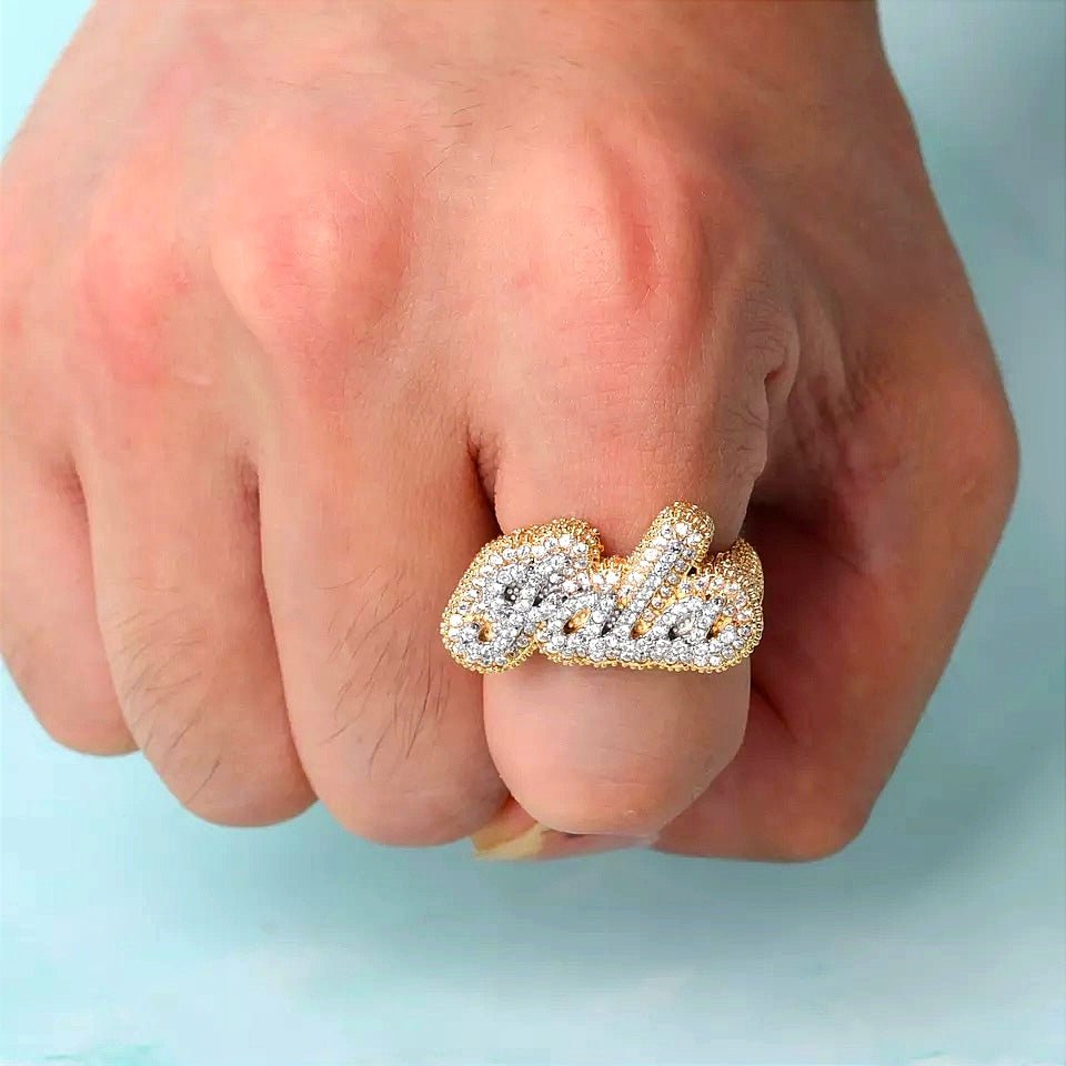 18k Gold Diamond Custom Name Ring - Drip Culture Jewelry