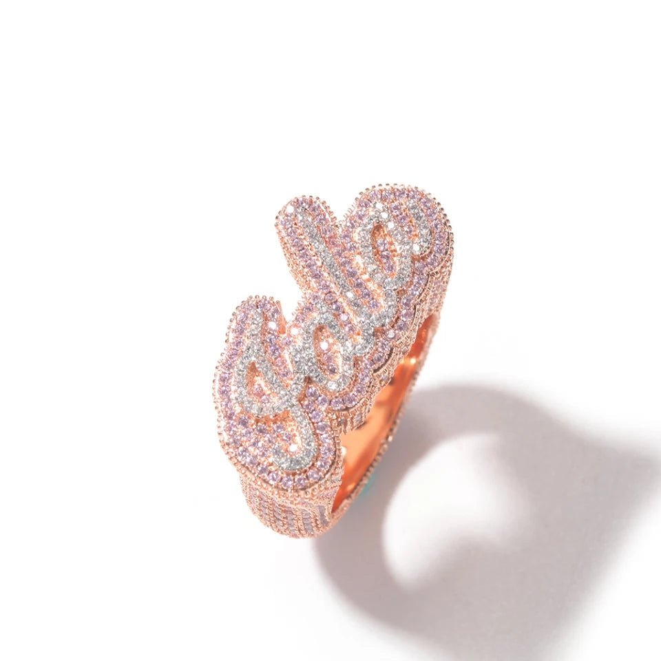 18k Gold Diamond Custom Name Ring - Drip Culture Jewelry