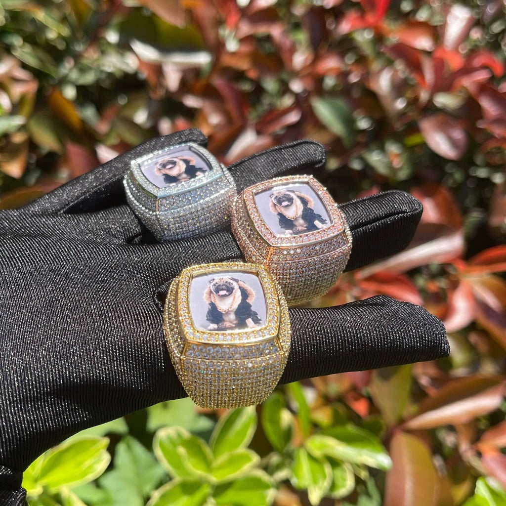 18k Gold Diamond Custom Picture Ring - Drip Culture Jewelry