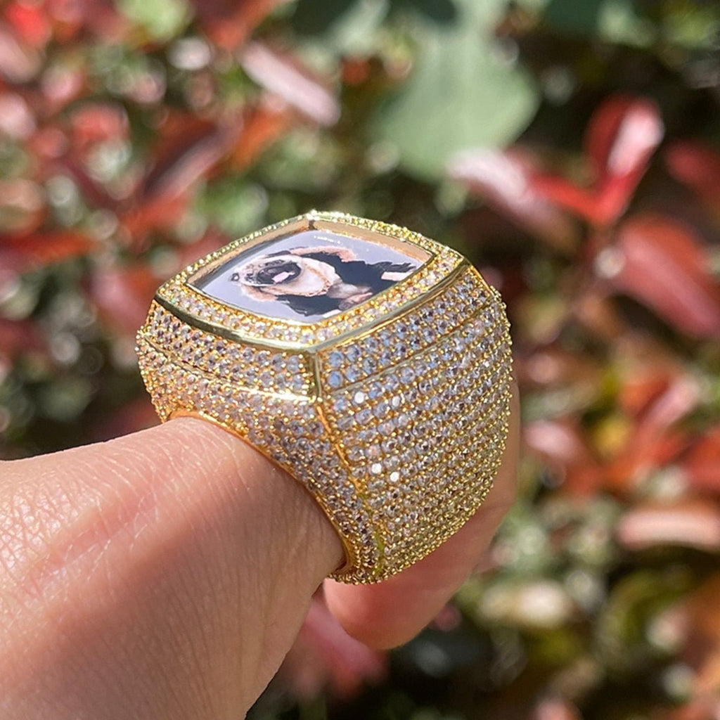 18k Gold Diamond Custom Picture Ring - Drip Culture Jewelry