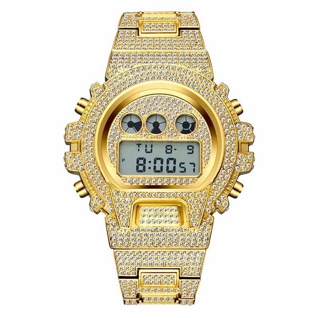 18K Gold Diamond Digital G Watch - Drip Culture Jewelry