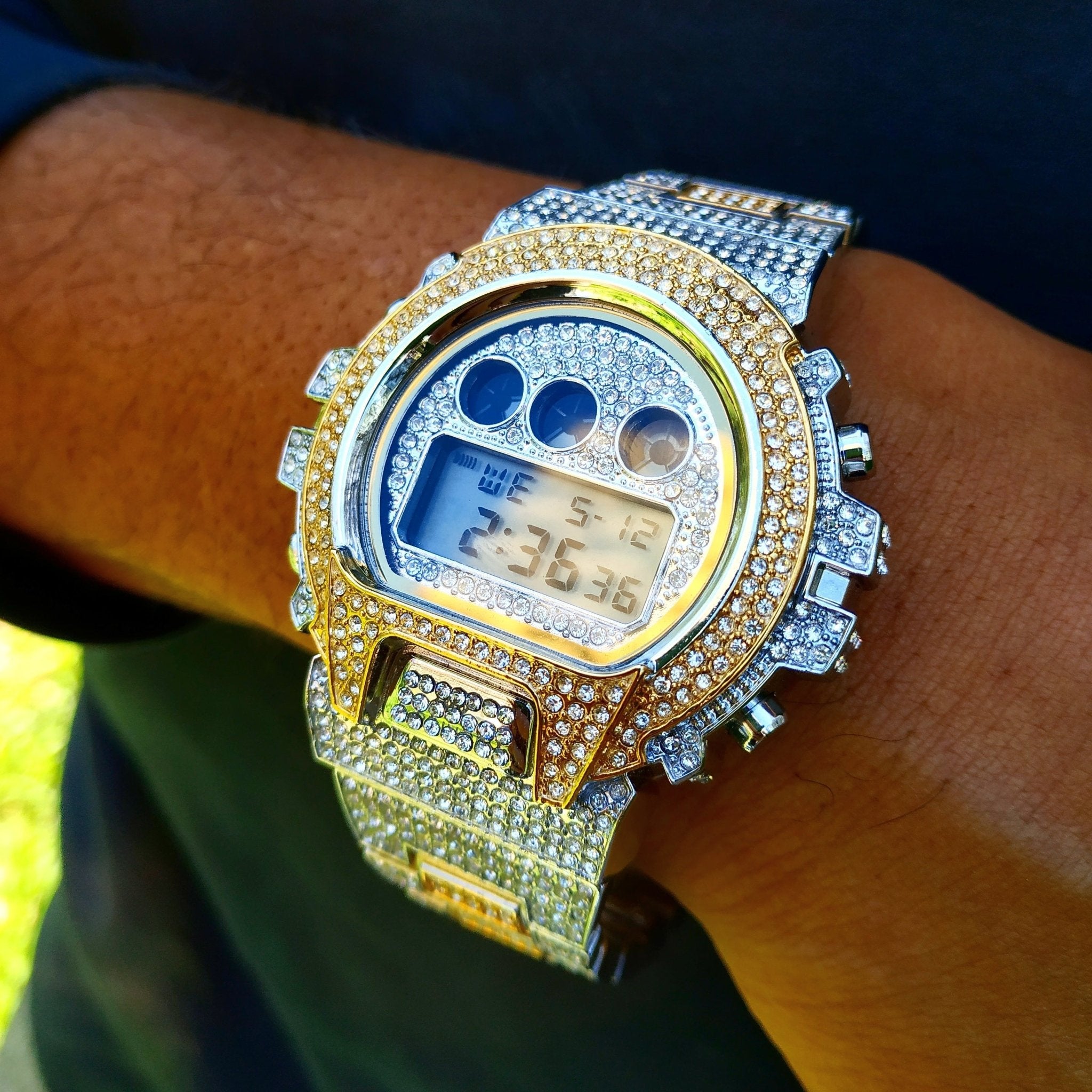 18K Gold Diamond Digital G Watch - Drip Culture Jewelry