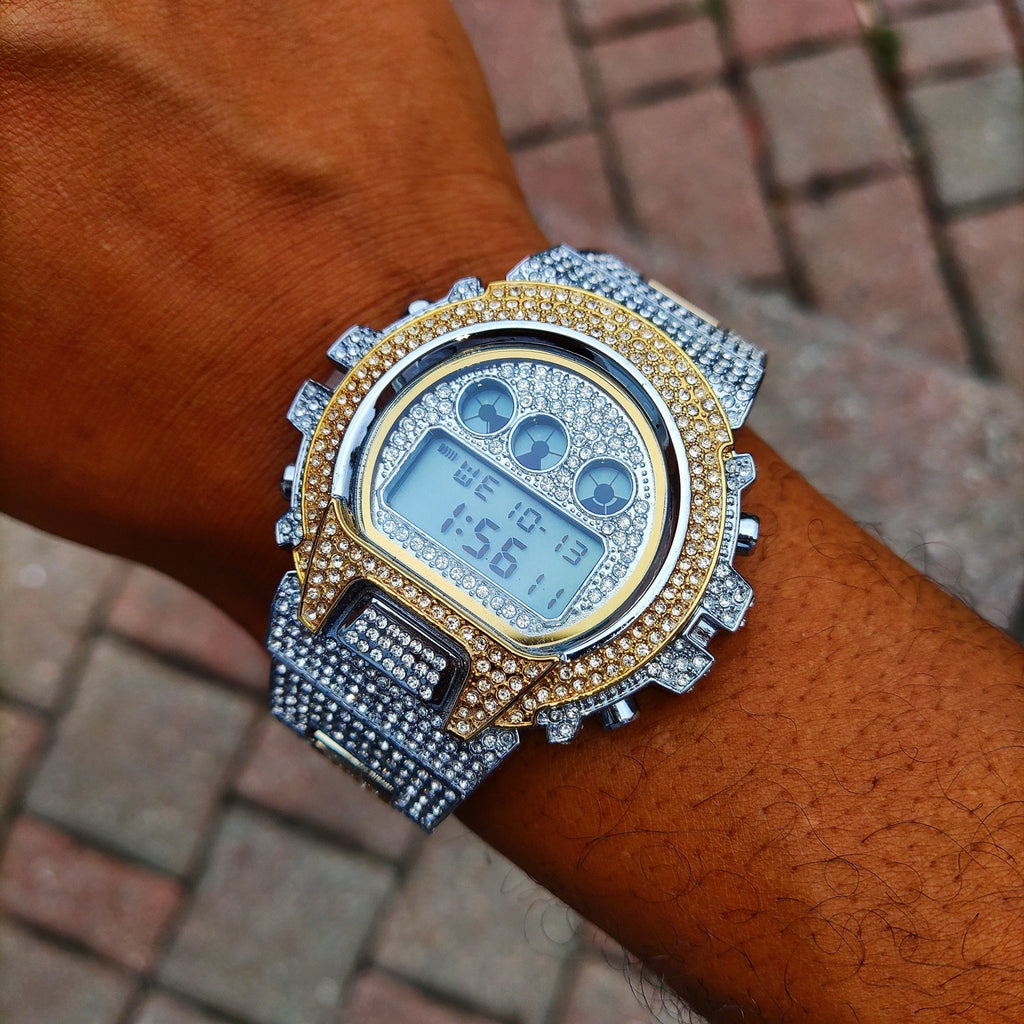 18K Gold Diamond Digital G Watch - Drip Culture Jewelry