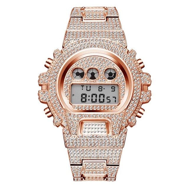 18K Gold Diamond Digital G Watch - Drip Culture Jewelry
