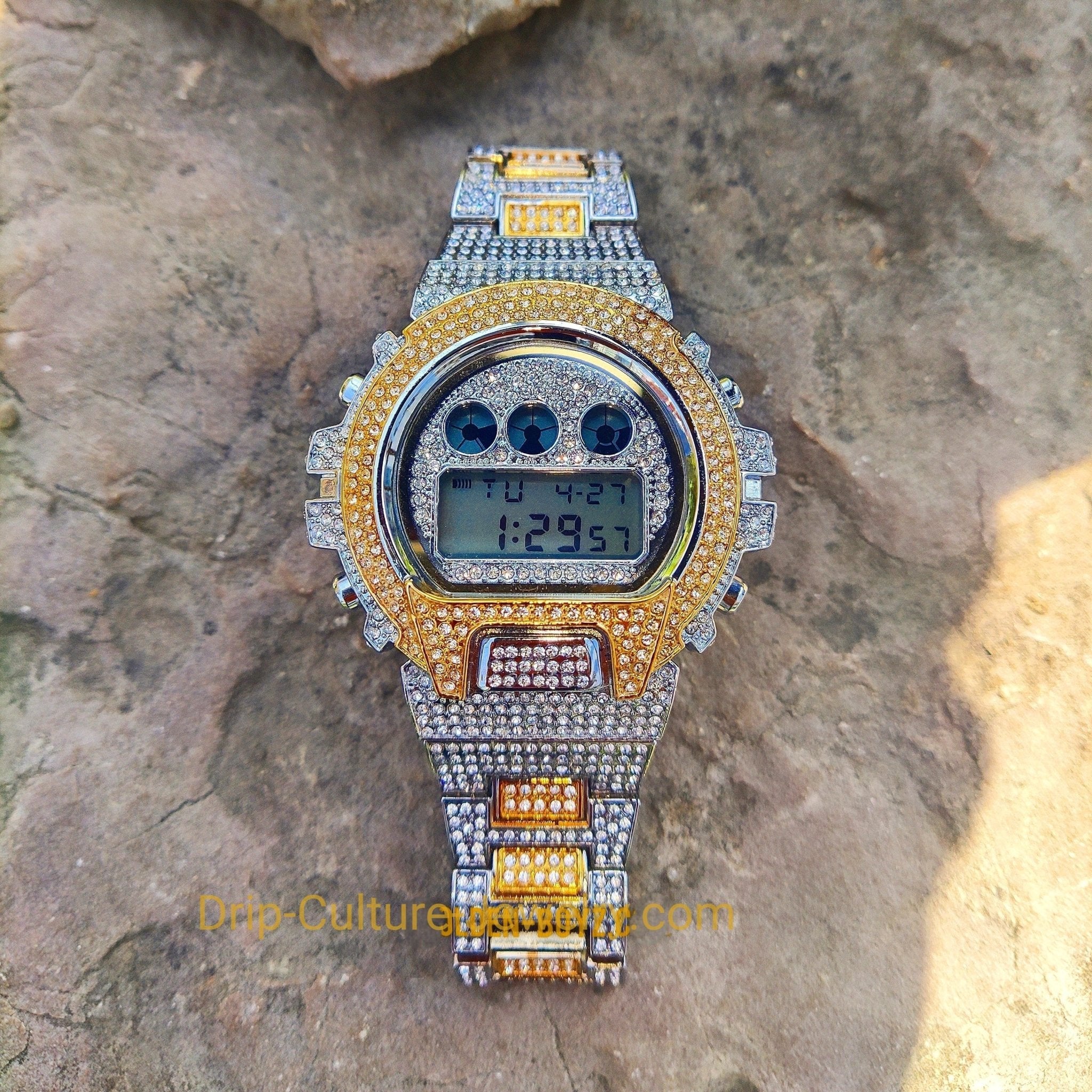 18K Gold Diamond Digital G Watch - Drip Culture Jewelry