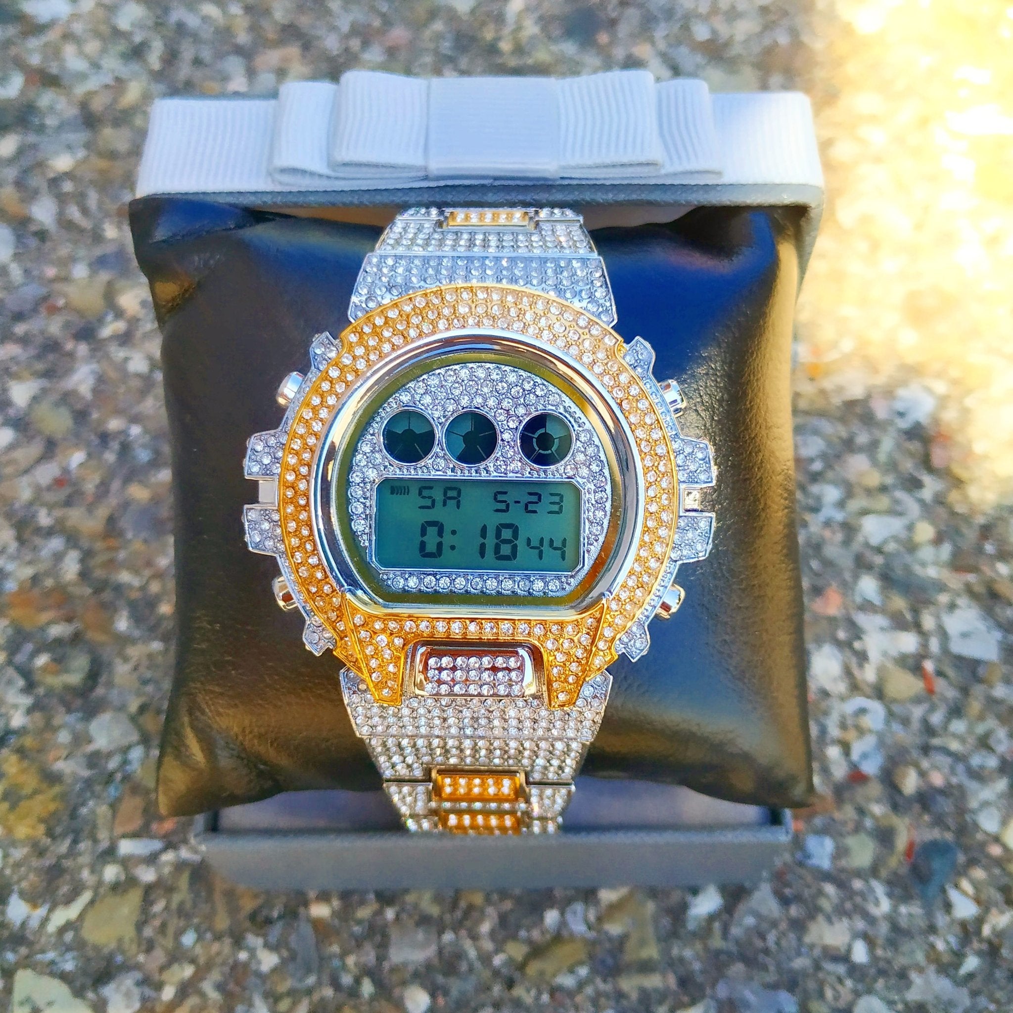 18K Gold Diamond Digital G Watch - Drip Culture Jewelry