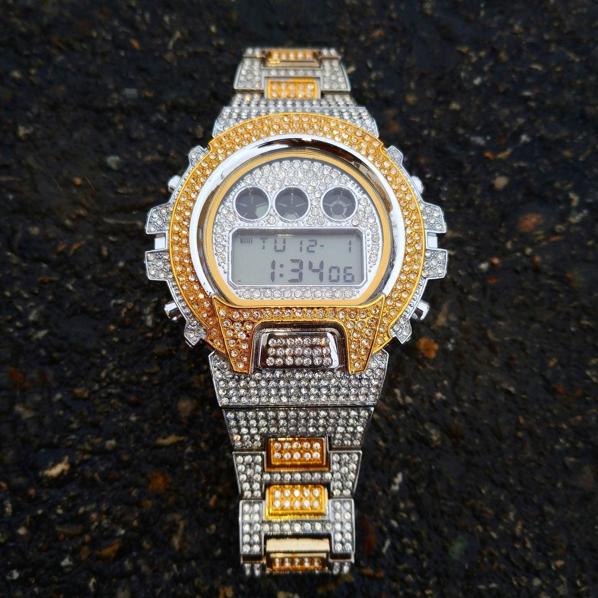 18K Gold Diamond Digital G Watch - Drip Culture Jewelry