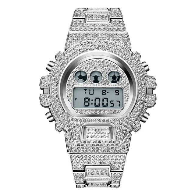 18K Gold Diamond Digital G Watch - Drip Culture Jewelry