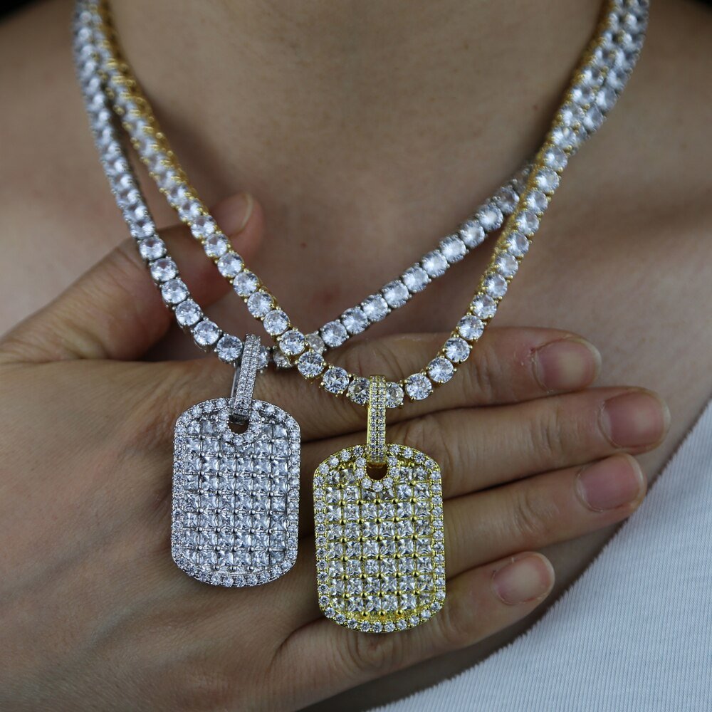 18K Gold Diamond Dog Tag - Drip Culture Jewelry