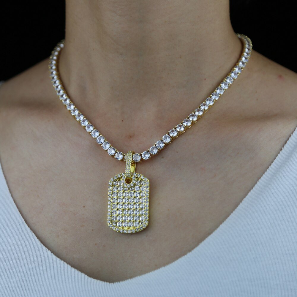 18K Gold Diamond Dog Tag - Drip Culture Jewelry