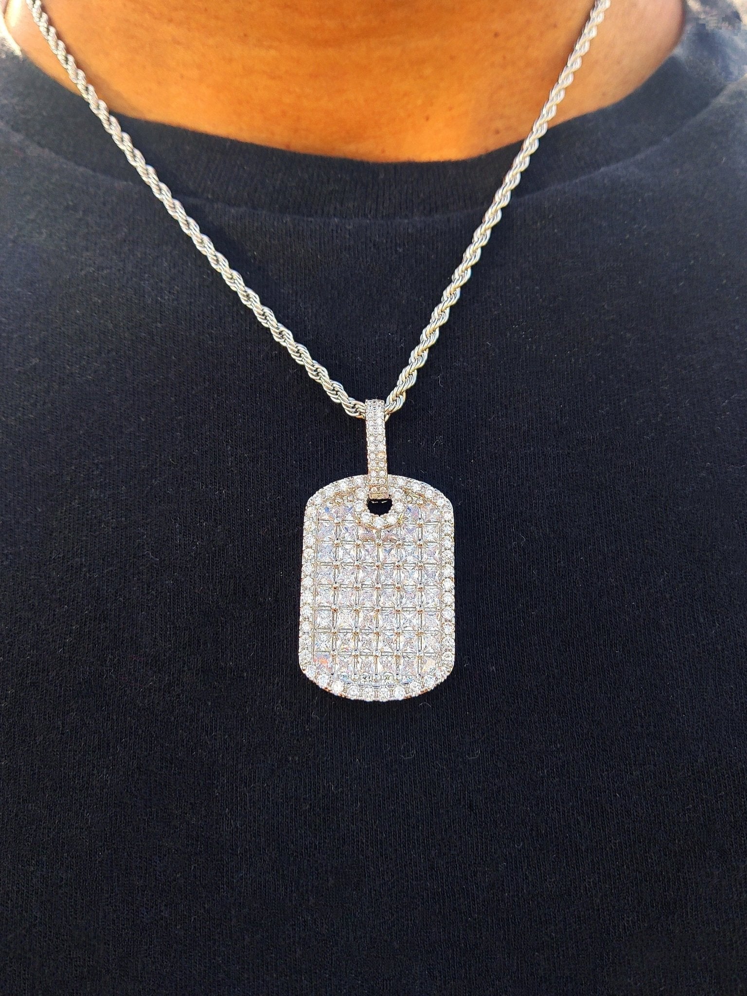 18K Gold Diamond Dog Tag - Drip Culture Jewelry