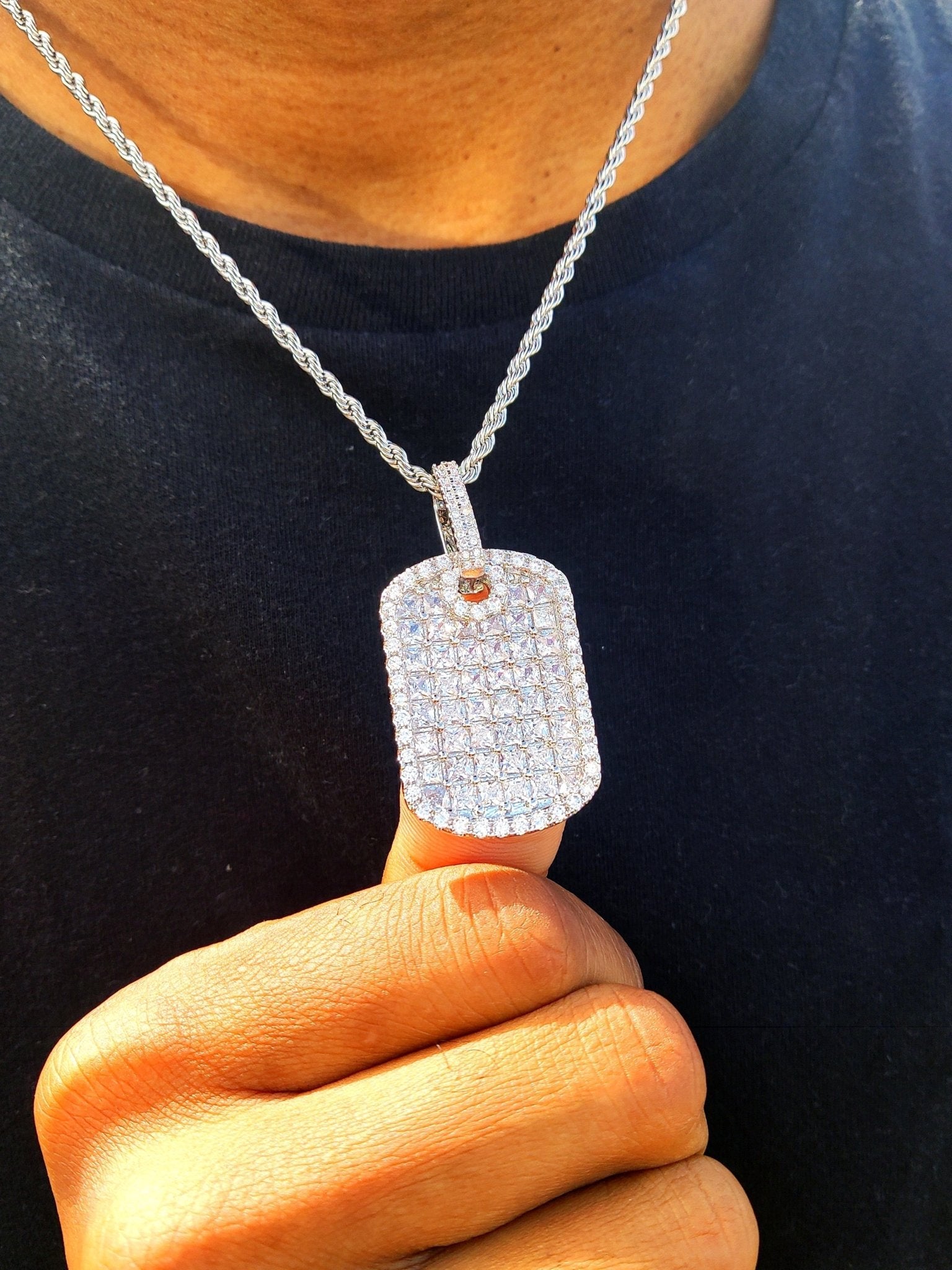 18K Gold Diamond Dog Tag - Drip Culture Jewelry