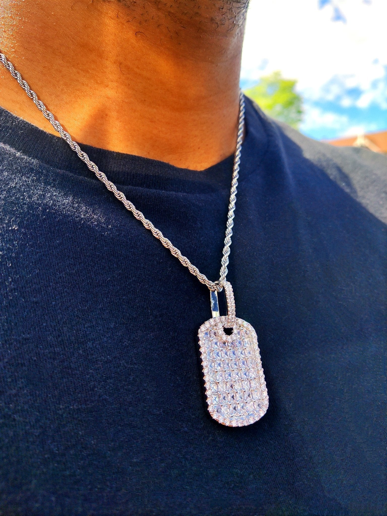 18K Gold Diamond Dog Tag - Drip Culture Jewelry