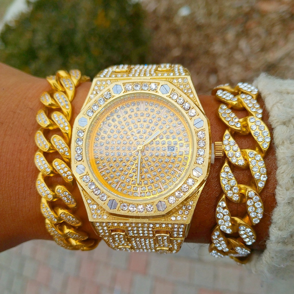 18K Gold Diamond Drip Watch - Drip Culture Jewelry