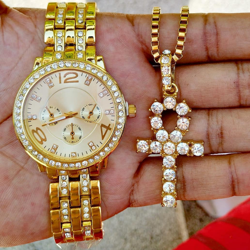 18K Gold Diamond Face Watch 2 - Drip Culture Jewelry