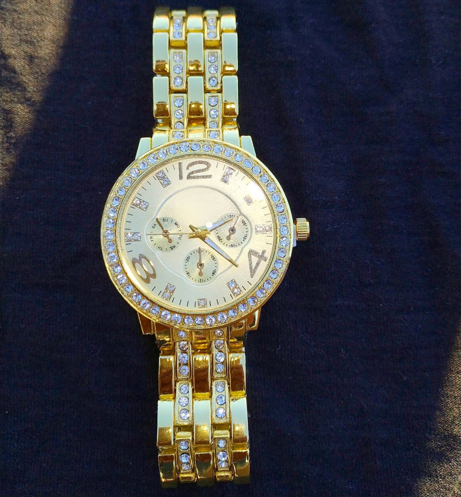 18K Gold Diamond Face Watch 2 - Drip Culture Jewelry