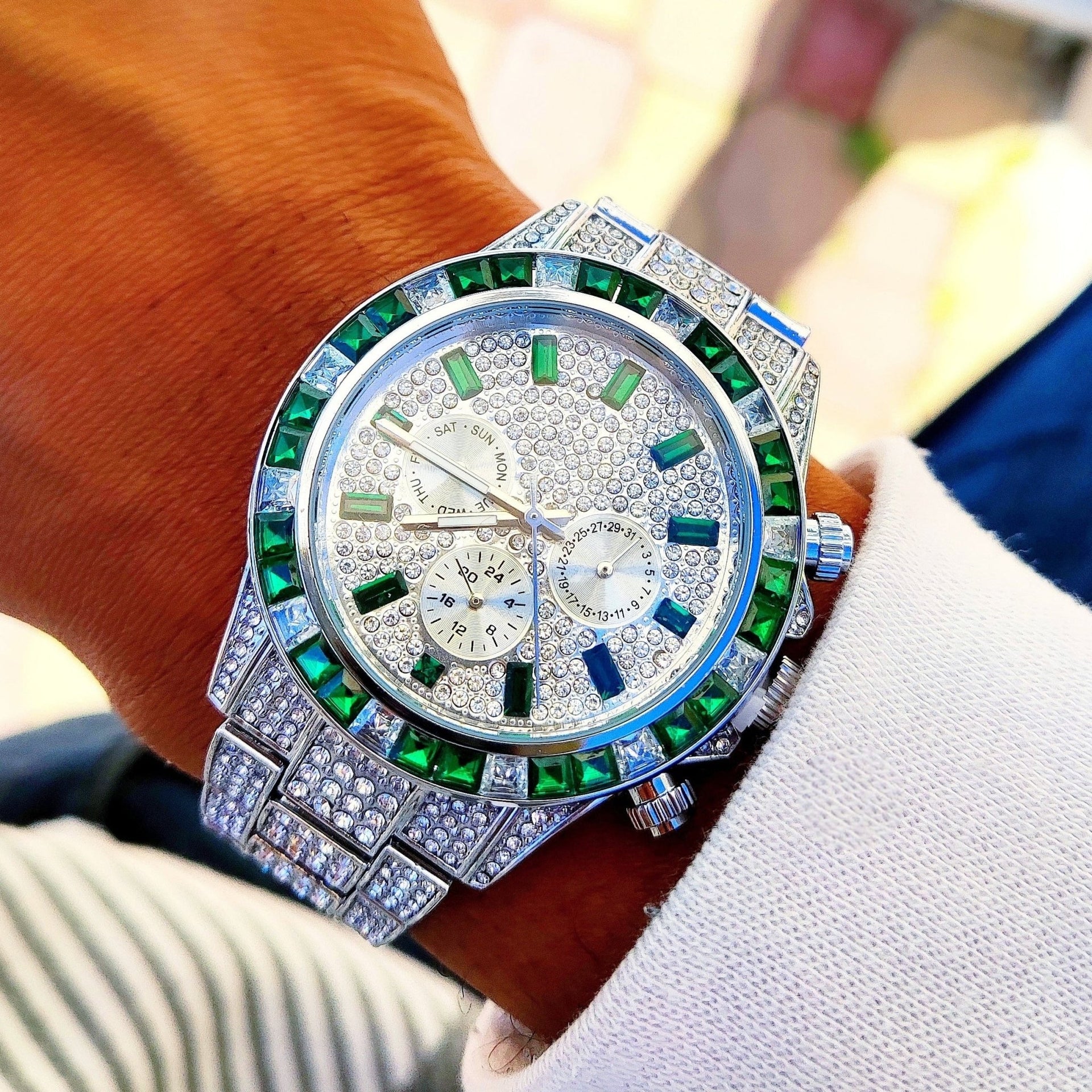 18k Gold Diamond Gemstone Watch – Drip Culture Jewelry