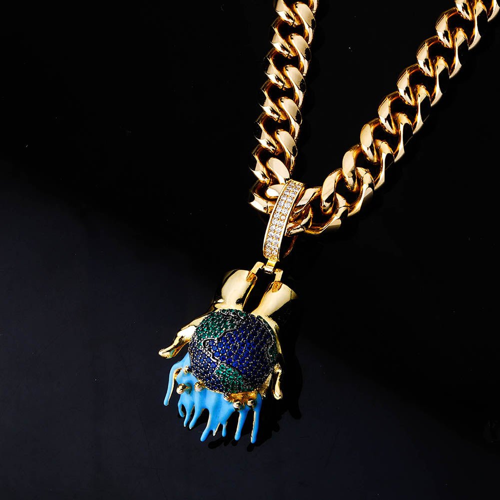 18K Gold Diamond Globe - Drip Culture Jewelry