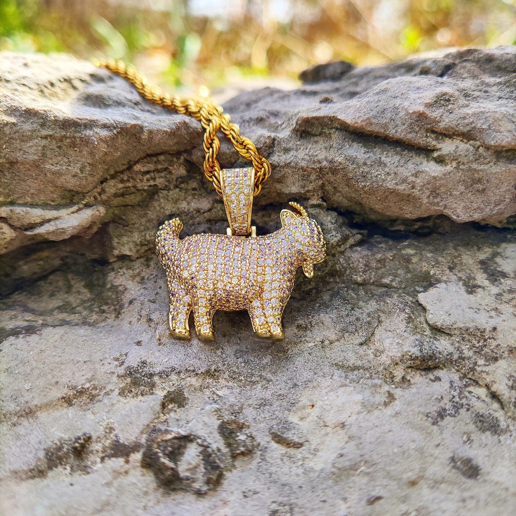 18k Gold Diamond Goat Set ( 3 Pieces ) - Drip Culture Jewelry
