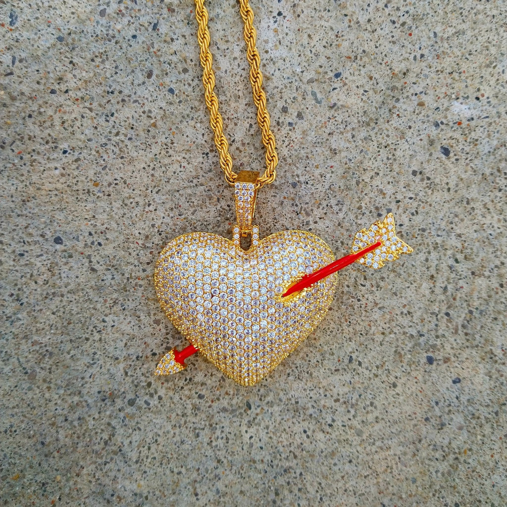 18k Gold Diamond Heart N Arrow - Drip Culture Jewelry