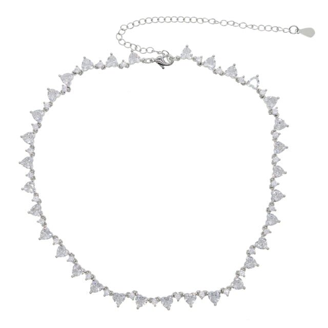 18k Gold Diamond Heart Shaped Tennis Necklace - Drip Culture Jewelry