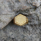 18K Gold Diamond Hexagon Ring - Drip Culture Jewelry