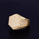 18K Gold Diamond Hexagon Ring - Drip Culture Jewelry