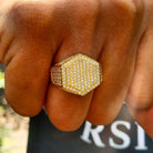 18K Gold Diamond Hexagon Ring - Drip Culture Jewelry