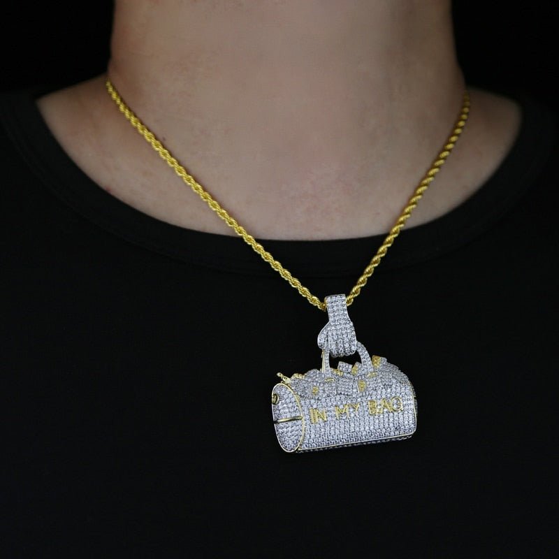 18k Gold Diamond In My Bag Pendant - Drip Culture Jewelry