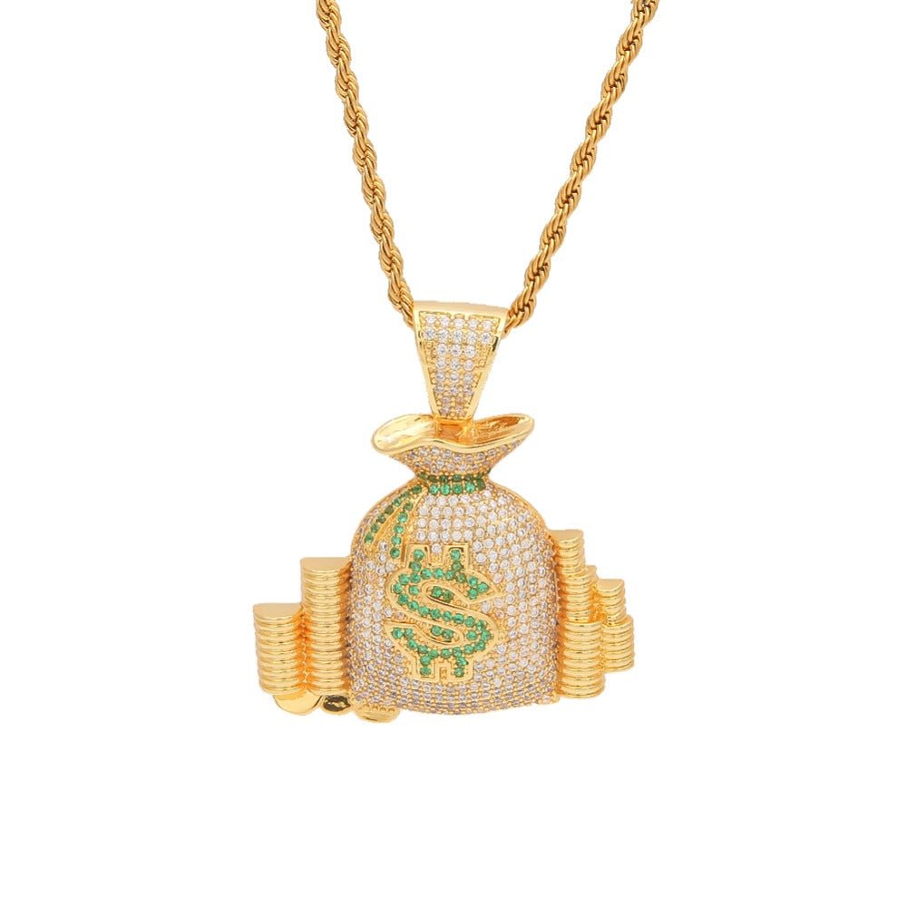 18K Gold Diamond Money Goals Pendant - Drip Culture Jewelry