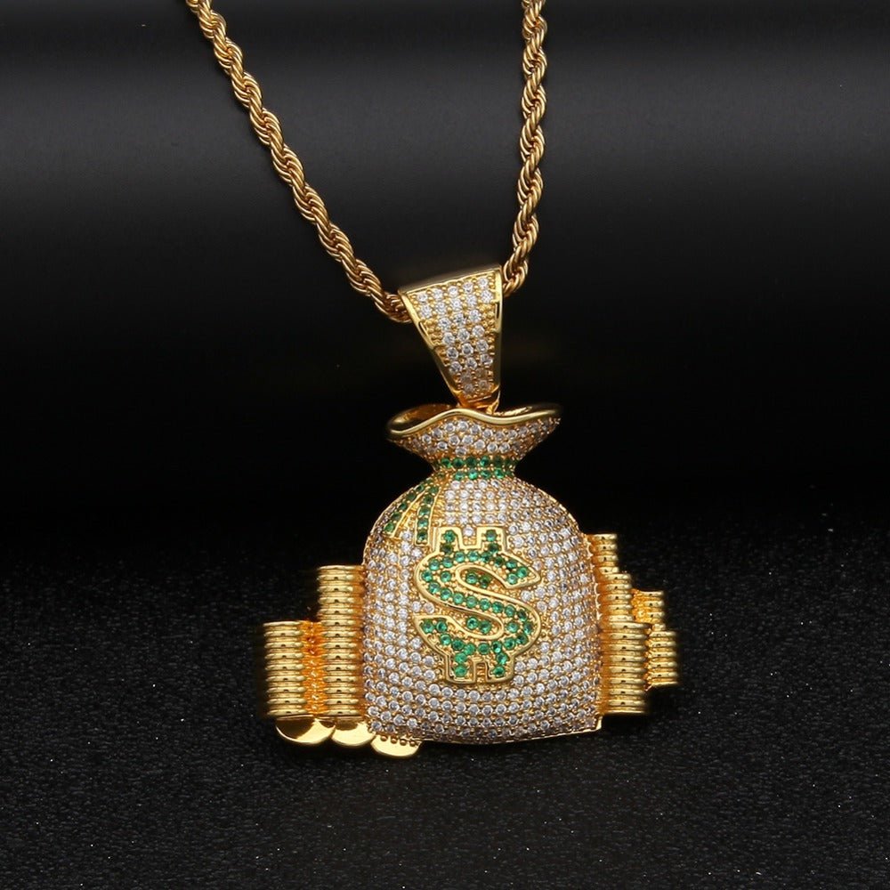 18K Gold Diamond Money Goals Pendant - Drip Culture Jewelry