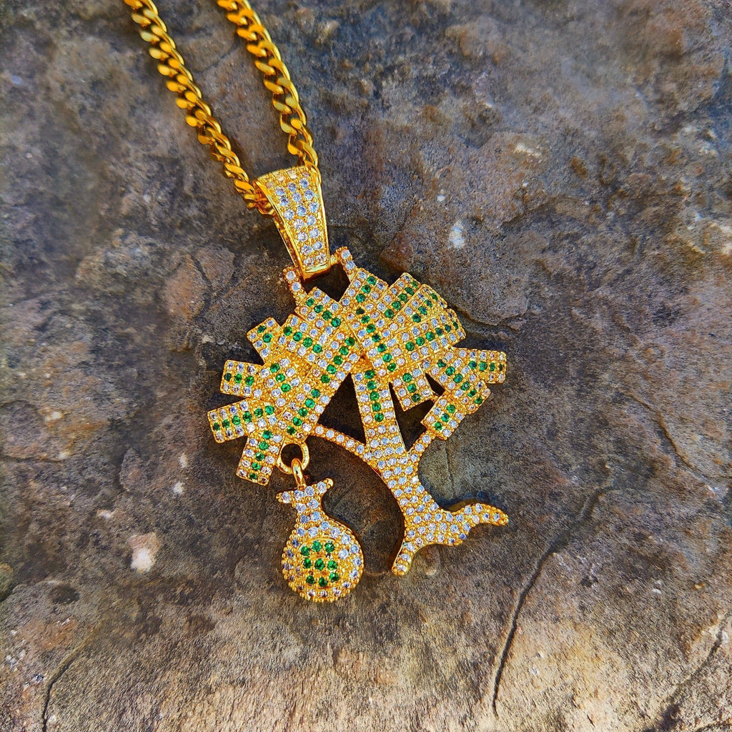 18K Gold Diamond Money Tree - Drip Culture Jewelry