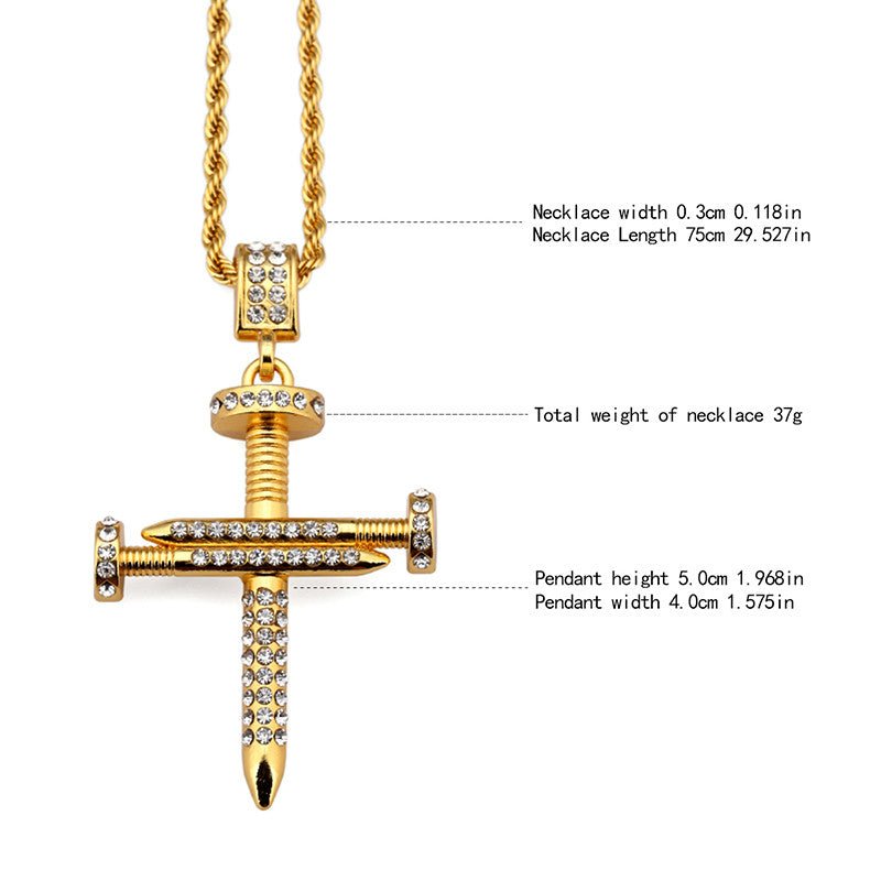 18k Gold Diamond Nail Cross - Drip Culture Jewelry