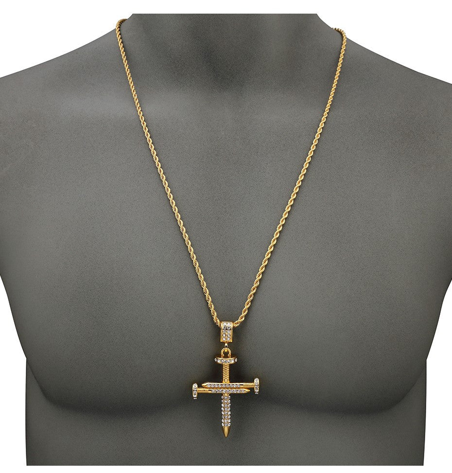 18k Gold Diamond Nail Cross - Drip Culture Jewelry