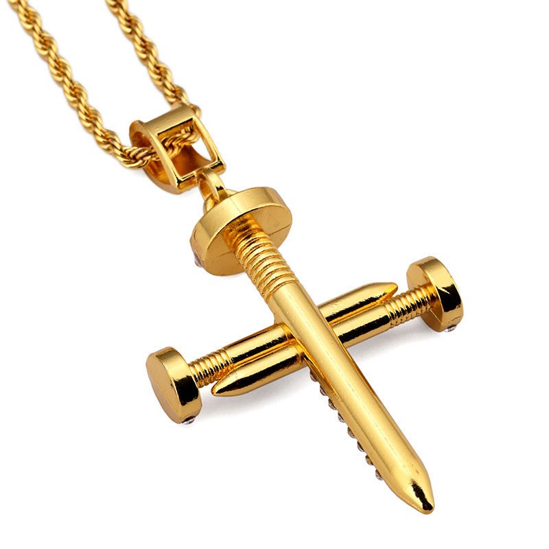 18k Gold Diamond Nail Cross - Drip Culture Jewelry