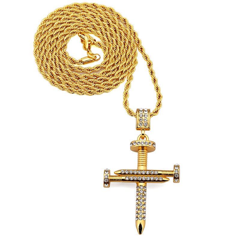 18k Gold Diamond Nail Cross - Drip Culture Jewelry